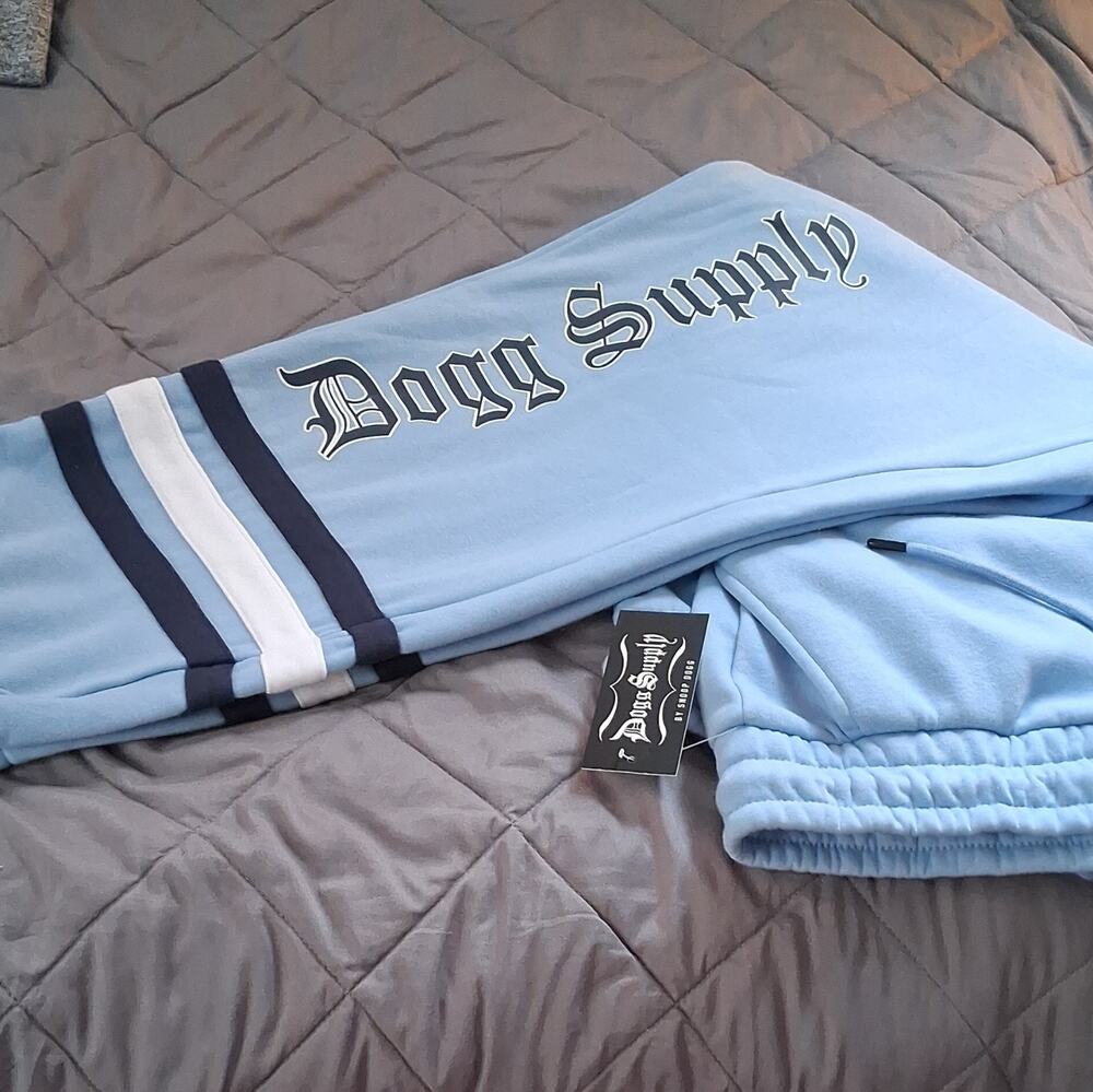 Dog Supply Varsity Fleece Jogger Pants Light Blue 3XL 38" Waist